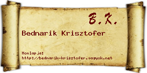 Bednarik Krisztofer névjegykártya